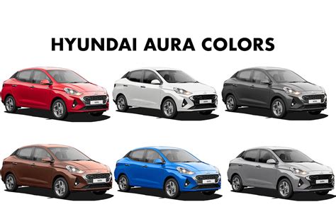 Hyundai AURA Colors: Brown, White, Silver, Grey, Red, Blue - GaadiKey