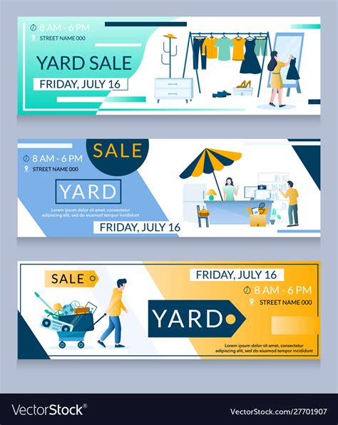 Yard sale web banner template set Royalty Free Vector Image