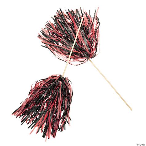 Red & Black Two-Tone Spirit Cheer Pom-Poms - 24 Pc. | Oriental Trading