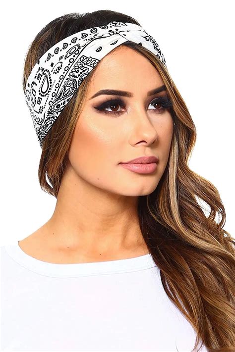 Cotton Bandana Women Fashion Soft Stretch Wrap Bandana Headband Hair Band AA10015-in Women's ...