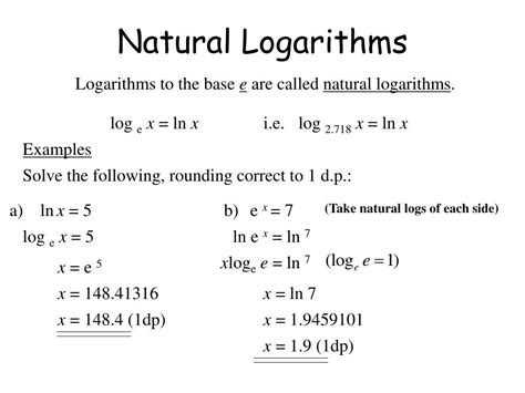 Example Of Natural Logarithm