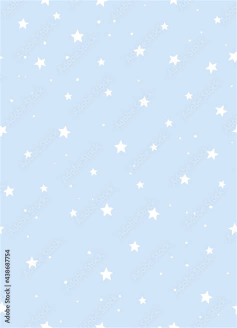 Cute Seamless Pattern with Stars on Light Blue Background. Simple Hand Drawn Vector Illustration ...