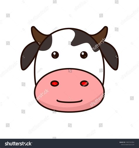 Cute Cow Face Cartoon Illustration Isolated: เวกเตอร์สต็อก (ปลอดค่า ...