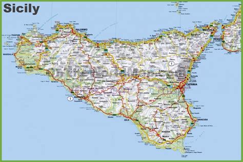 Road Map Of Sicily With Cities And Towns - Printable Map Of Sicily | Printable Maps