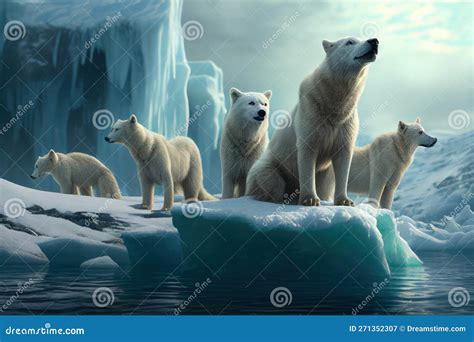 Group Of Arctic Wolf Pack (Canis Lupus Arctos), Also Known As White Wolf Or Arctic Wolf ...