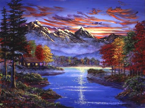 Sparkling Lake by David Lloyd Glover | Lake sunset painting, Wall art ...