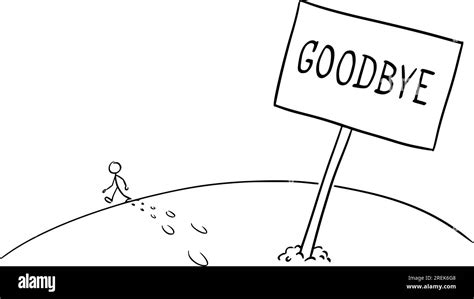 Unhappy Person Leaving or Walking Away with goodbye, Vector Cartoon ...