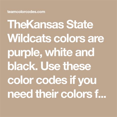 The Kansas State Wildcats colors are purple, white and black. Use these ...