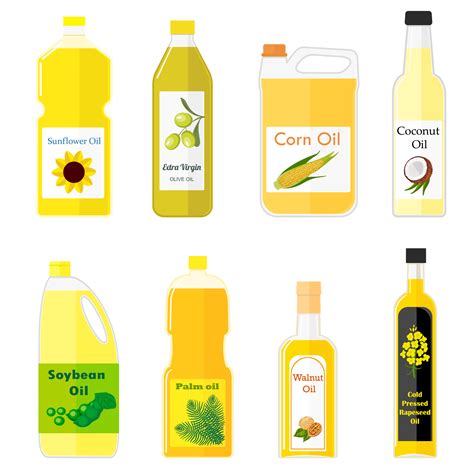 Pictures of different types of oil for cooking 5272122 Vector Art at Vecteezy