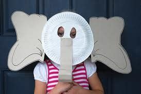 paper plate elephant mask party noise blower | Elephant mask, Preschool arts and crafts ...