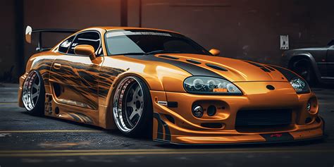 Mk4 Toyota Supra in Striking Orange and Black Racing Paintjob Perfect for Car Enthusiasts - Etsy