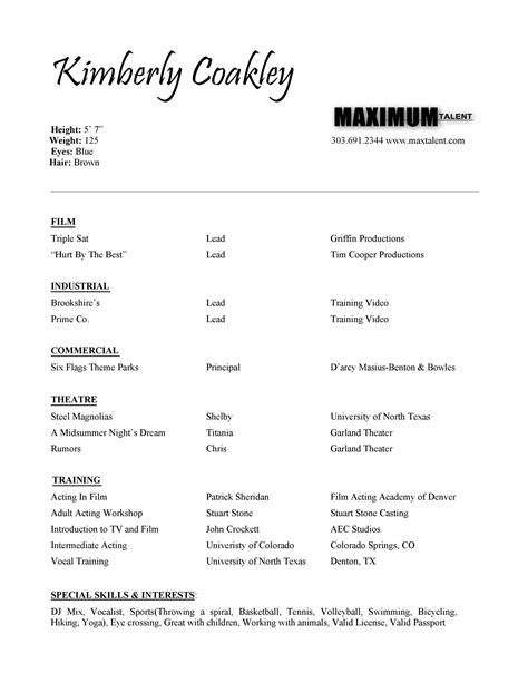 50 FREE Acting Resume Templates (Word & Google Docs) ᐅ TemplateLab