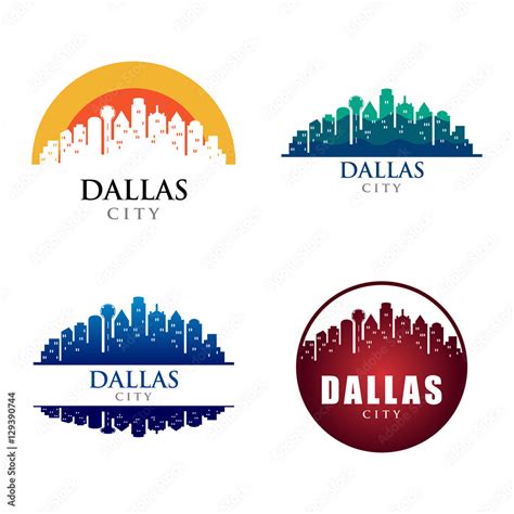 Dallas City Building Landmark Skyline Logo Template Stock Vector | Adobe Stock