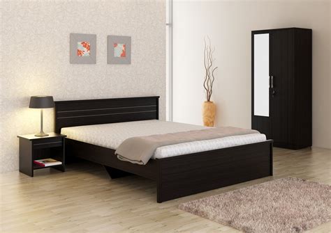 Spacewood Engineered Wood Bed + Side Table + Wardrobe Price in India ...