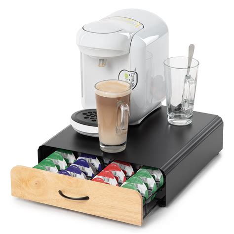 Tassimo Coffee Pod Holder. 64 Capsule Drawer & Machine Stand With Wooden Front - Home Treats UK