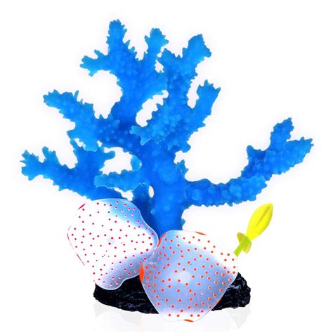 AQC Aquarium Decor, Coral Aquarium Decorations Artificial Plant Ornament 6 x 5.5 x 4″ Fish Tank ...