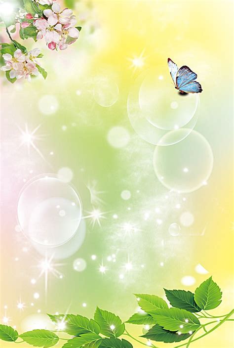 Fresh Green Natural Floral Background Butterfly Poster Wallpaper Image For Free Download ...