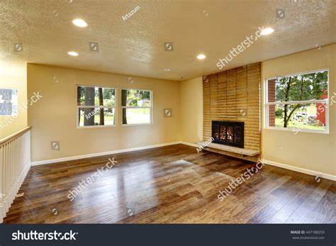 Large Empty Living Room Fireplace Hardwood Stock Photo 447188293 ...