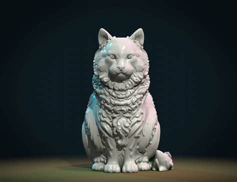 Sitting Beautiful Cat - 3D Model by Skazok