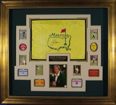 Jack Nicklaus Signed Masters Flag Framed with All 6 Badges golf memorabilia Golf Art, Framed ...