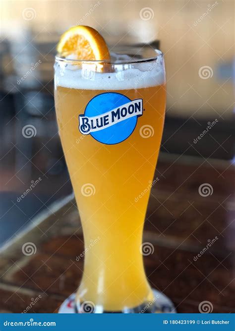 Blue Moon Beer in a glass editorial stock image. Image of social ...