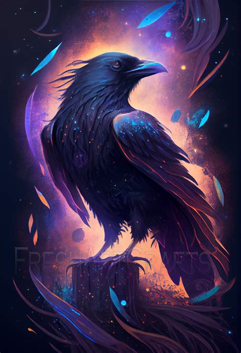 Cosmic Raven Wall Art, Space Raven Art, Raven Digital Art Print, Digital Download, Bird Home ...