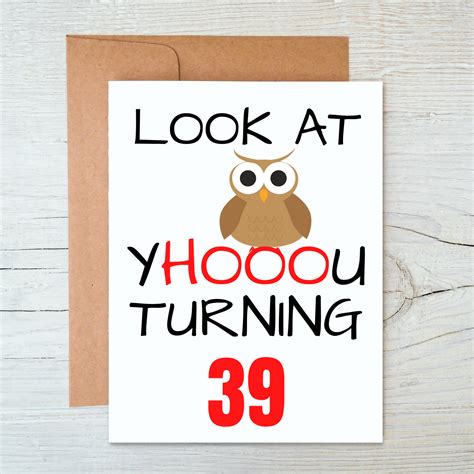 39th Birthday Card, Funny 39th Birthday Card, 39th Birthday Gift Idea, Happy 39th Birthday ...