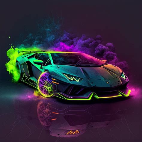 Abstract Neon Lamborghini Wall Art - Etsy