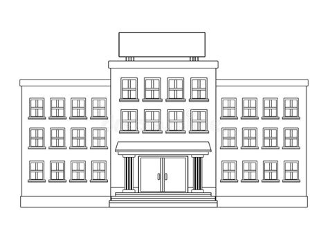 School Building Clipart Black And White