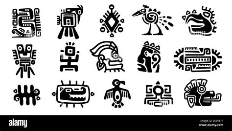 Mayan symbols. Ancient civilization religious totem characters ...