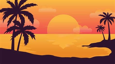 Beach Sunset Vector Art, Icons, and Graphics for Free Download