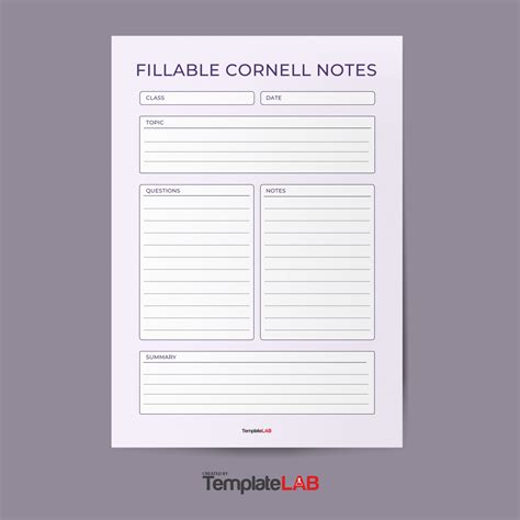 16 Printable Cornell Notes Templates [Word, Excel, PDF]