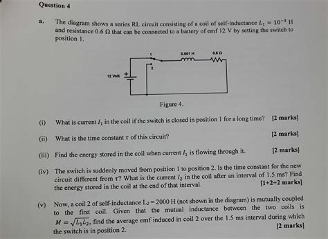 Solved a. The diagram shows a series RL circuit consisting | Chegg.com