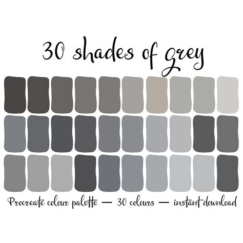 30 Shades of Grey, Colour Palette - Etsy Hong Kong