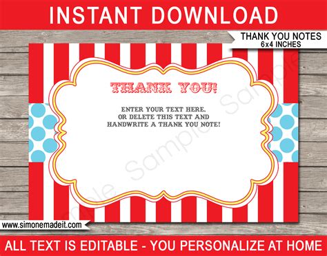 Circus Party Printables, Invitations & Decorations Template Bundle