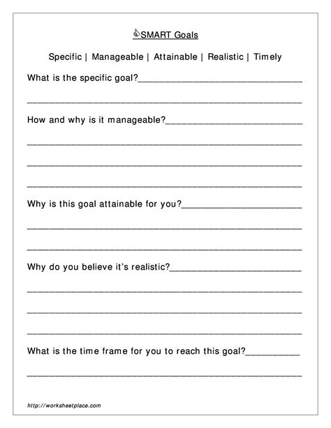 Printable Smart Goal Worksheets