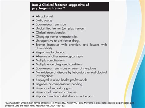 Differential diagnosis of tremors