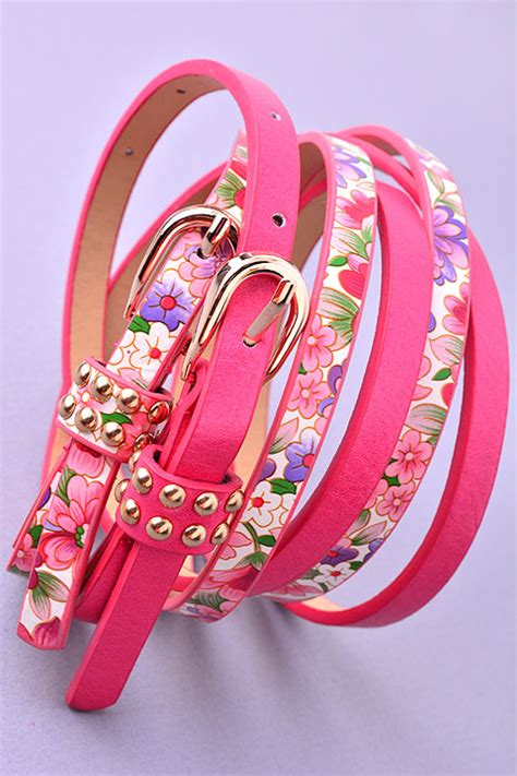 Girly Flower 2 Belt Set. - Skinny Belts