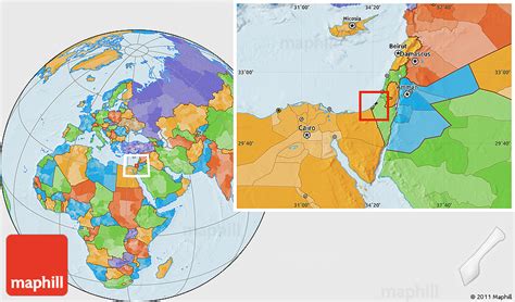 Flag Location Map of Gaza Strip, political outside