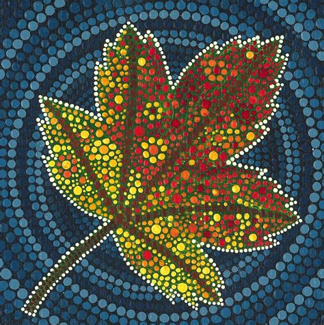 Maple Leaf Dot Painting Painting by Manny Carwile