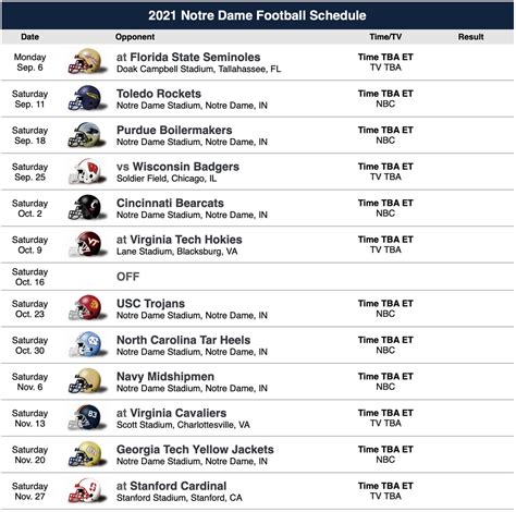 Notre Dame Football Schedule 2021 Printable - Printable Schedule