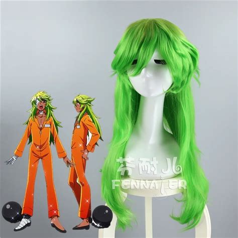 Nanbaka Nico No.25 Anime Cosplay Wig Niko The NUMBERS Prison Green Long ...