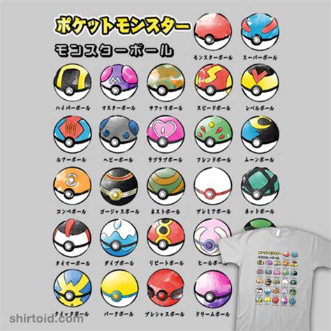 Types of Poké Balls - Shirtoid