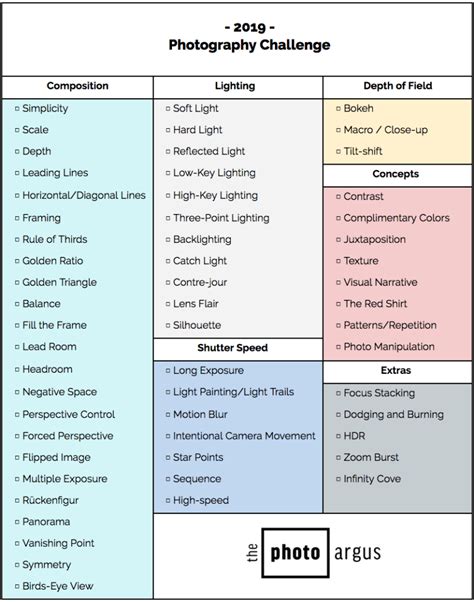 2019 Photography Challenge: 52+ Photography Techniques to Try Out - The Photo Argus
