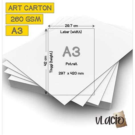 Jual A3 Vlacio KERTAS ART CARTON KARTON ART PAPER TEBAL 260 gsm | Shopee Indonesia