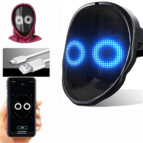 Bluetooth Rgb Light Up Led Mask Diy Picture Animation Text Halloween ...