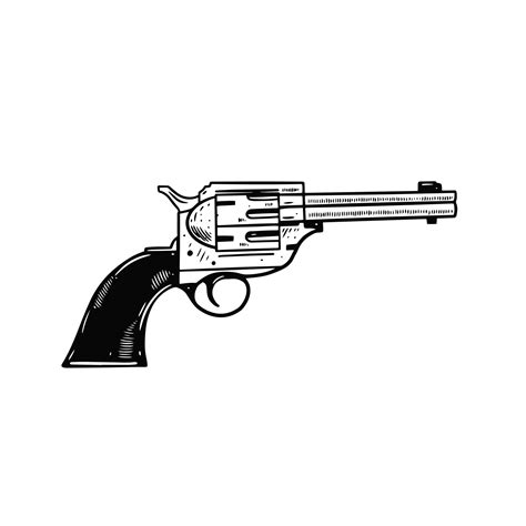 Retro gun. Hand drawn outline vector illustration. Engraving style element. 22038058 Vector Art ...