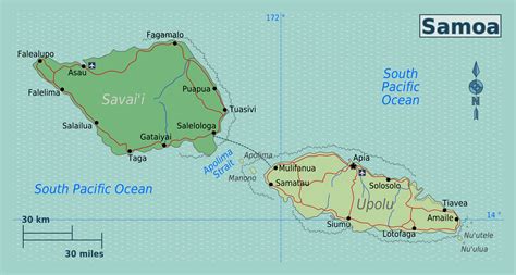 Large regions map of Samoa | Samoa | Oceania | Mapsland | Maps of the World