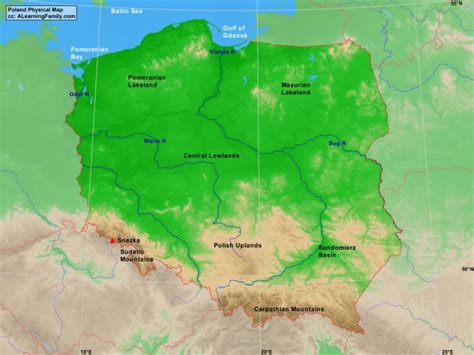 Poland Physical Map - A Learning Family