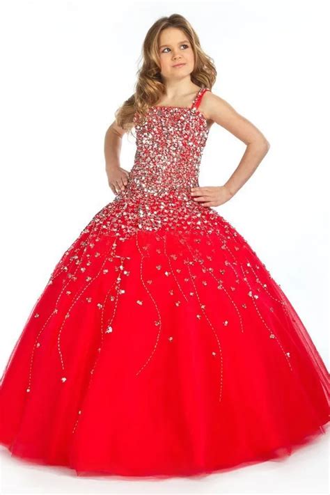 Aliexpress.com : Buy glitz red pageant dresses for little girls sparkly beading kids beauty ...